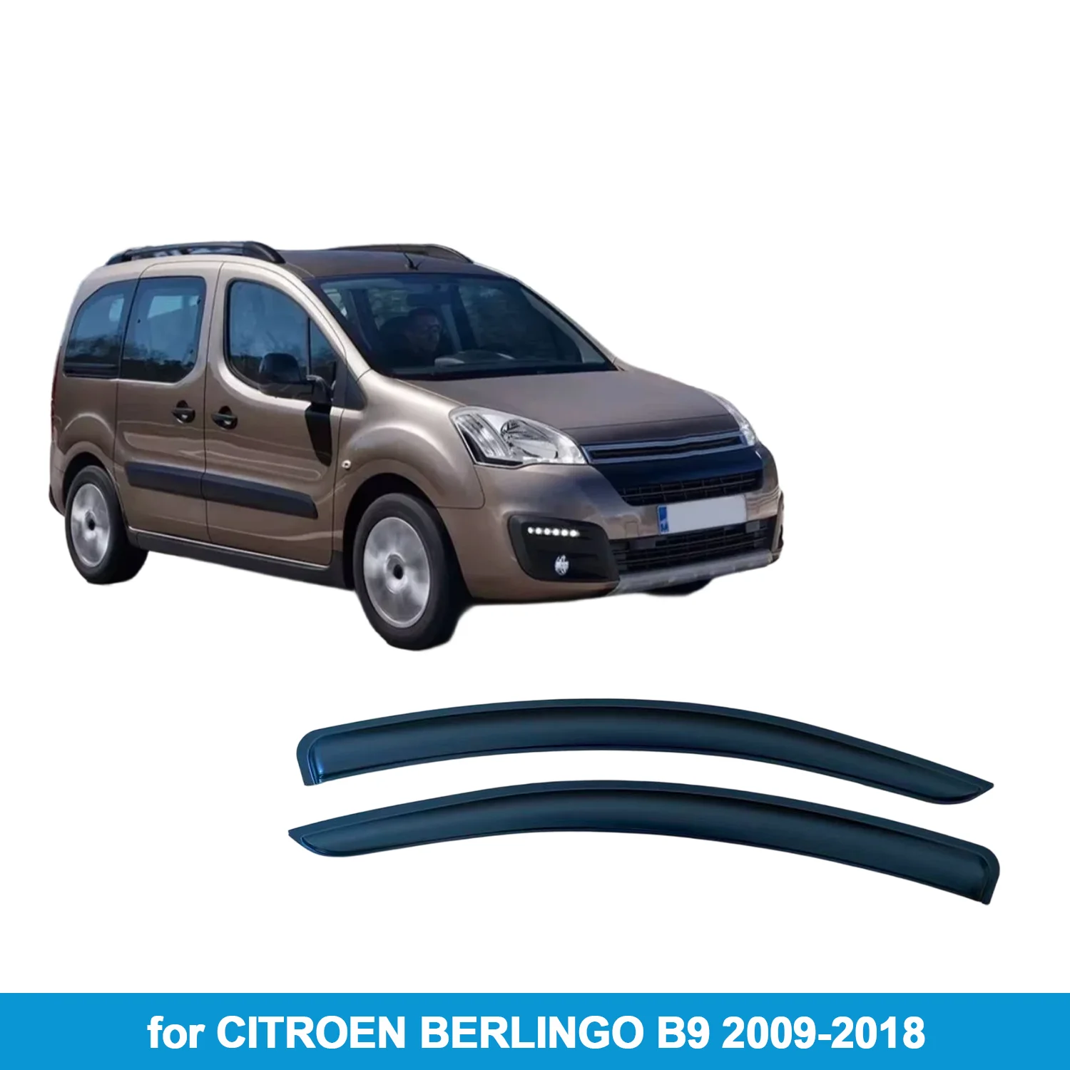 

Window Visor for CITROEN BERLINGO B9 2009-2018 Rain Guard Side Vent Deflector Weathershield Outside-Mount Tape On