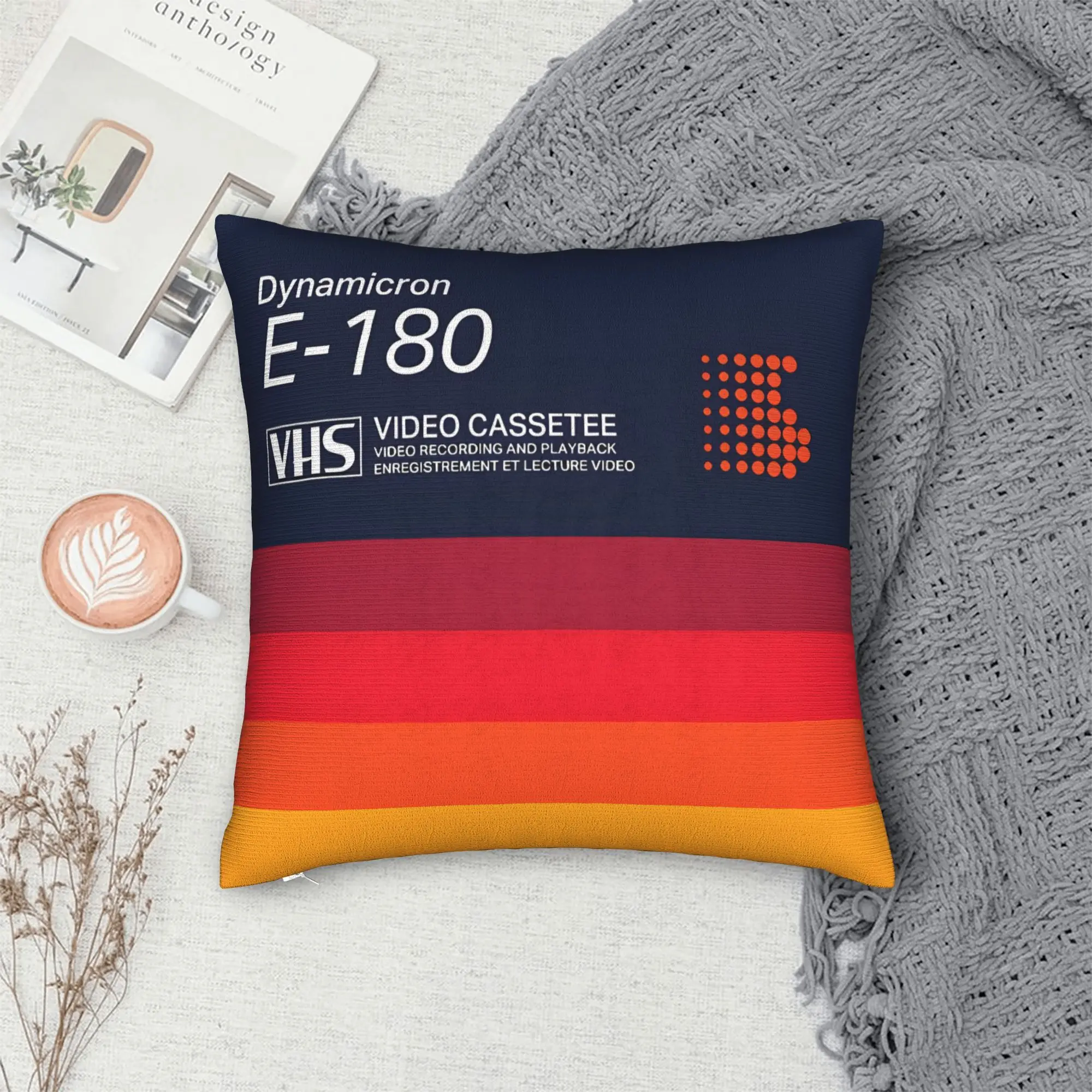 Retro 80s Music Themed Cushion Cover, Vinyl Record and Cassette Print, Decorative Pillow Case Perfect for Sofa Home Decor