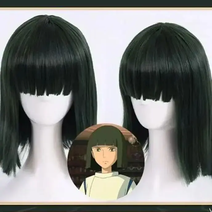 

Цельный темно-зеленый тупой стрижень с короткими волосами, аниме «Унесенные призраками», парик для косплея Хаку