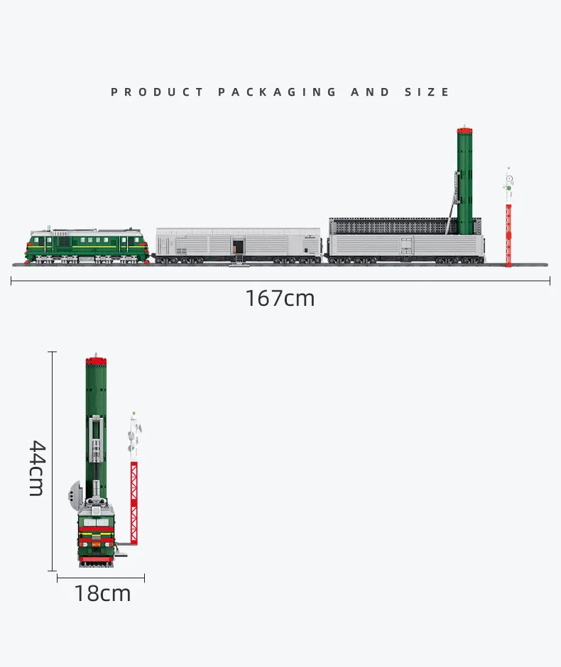 Guerra Mundial Unión Soviética SS-24 vehículo misil tren ferroviario modelo de construcción bloque de construcción WW2 figura del ejército juguete de ladrillo para regalo