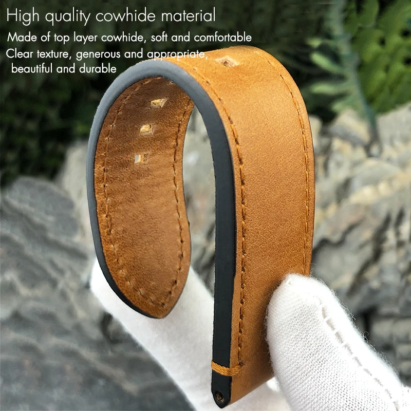 23mm 22mm Genuine Cowhide Watchband for Zenith for Tudor Black Bay Bronze Blancpain Handmade Brown Leather Watch Strap Free Tool