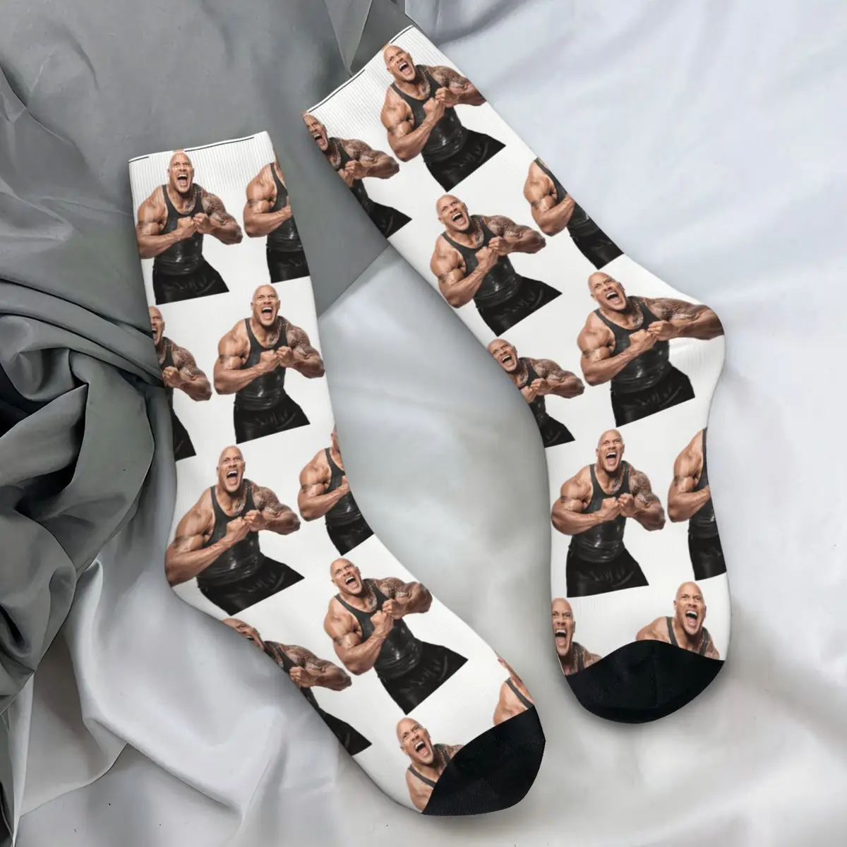 Women Men Socks Eyebrow Meme Dwayne The Rock Johnson Stockings Autumn Fashion High Quality Socks Design Outdoor Sports Socks