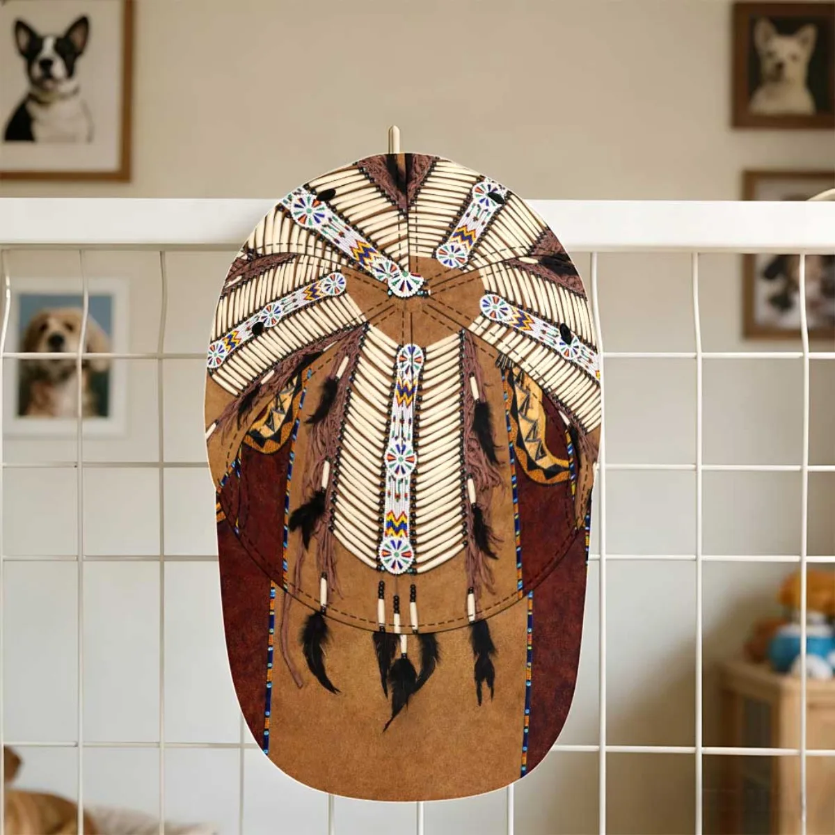 Custom 1pc 2D Flat Printing Tribal Decor Pattern Baseball Cap Father's Day Gift Full Print Pattern Foldable Walking Holiday