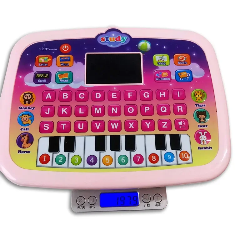 Tablette d'apprentissage avec écran LED, jouets éducatifs, ordinateur portable, alphabet, piano, Mainan Bayi