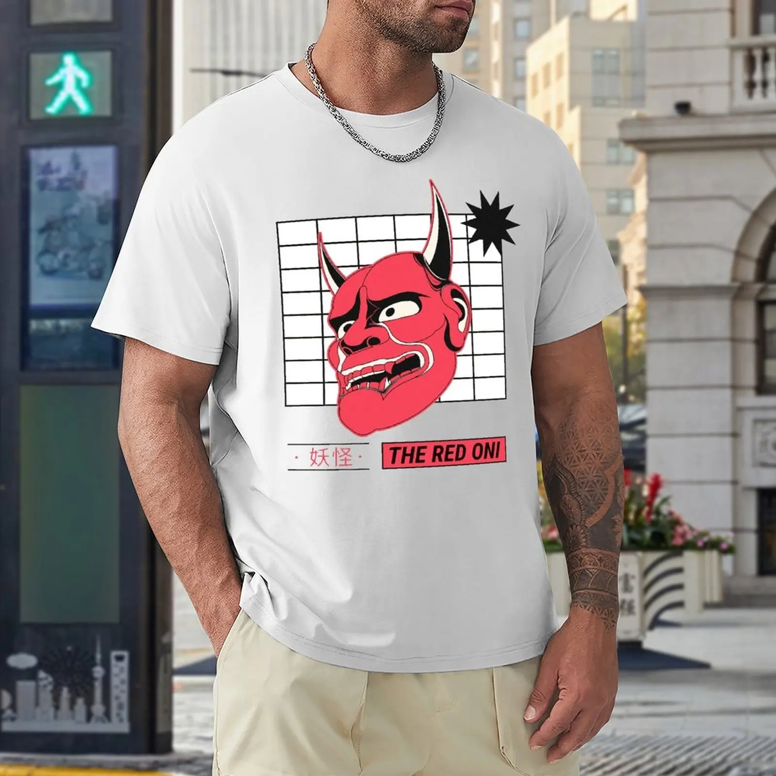 The Red Oni Yokai Poster For Sale T-shirt Crewneck Motion  Humor Graphic T-shirts Cute Home Eur Size