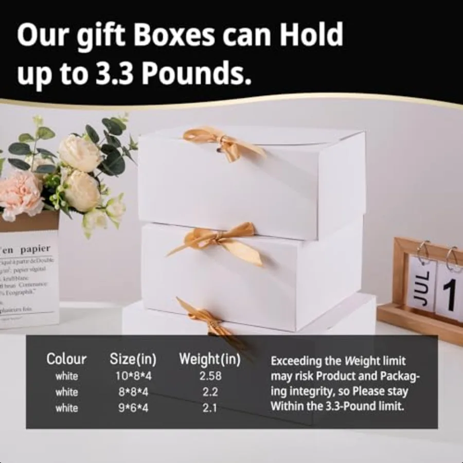 Confezione da 12 scatole regalo bianche con coperchi Scatole regalo con coperchi Scatola per proposta di damigella d'onore sfusa con scatole regalo a nastro per compleanni di nozze