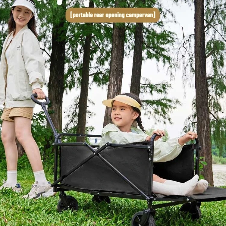 Outdoor Camper Tail Plate Expansion Foldable Camping Cart Picnic Trolley Hand-pulled Cart