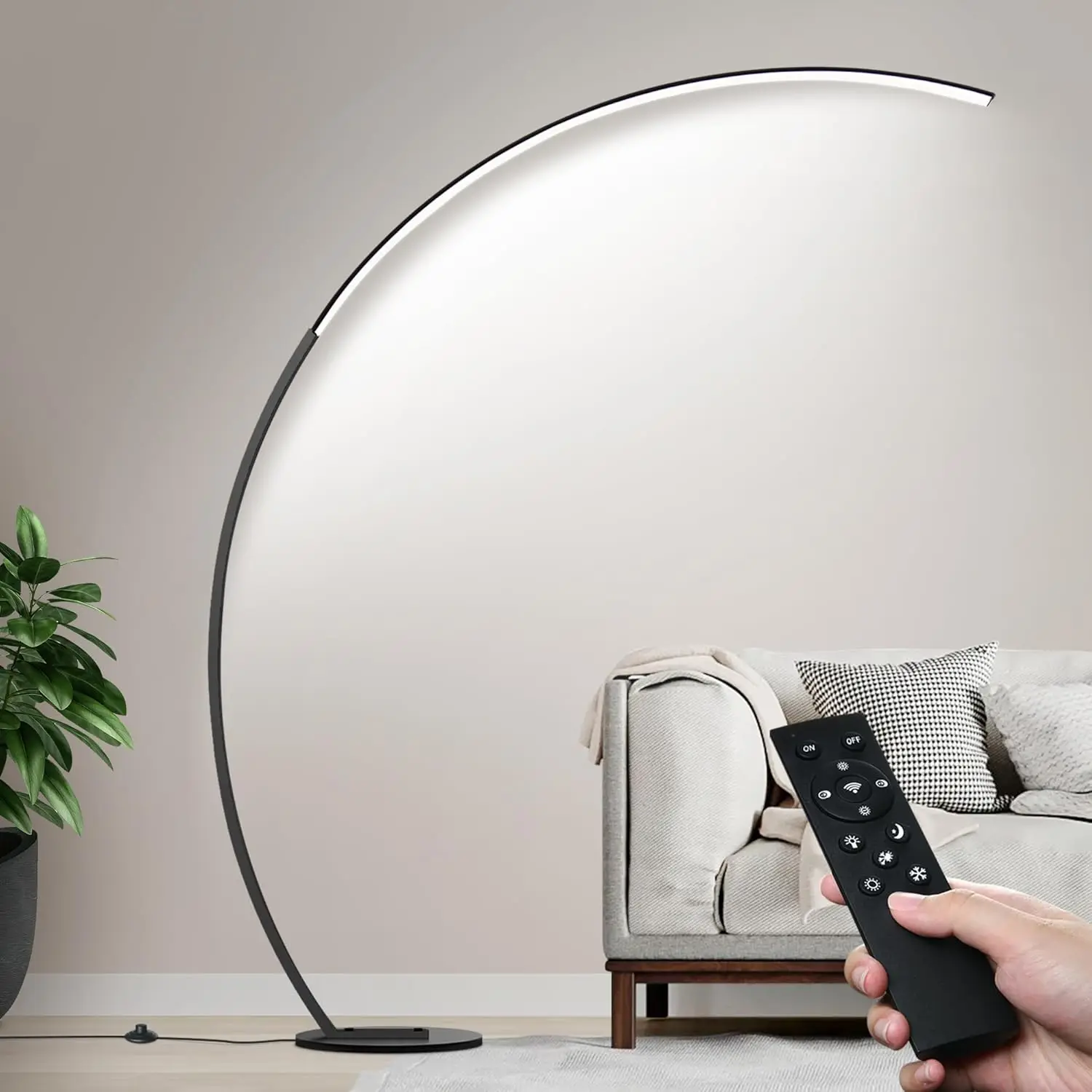 

Dimmable Led Floor Lamp With 3 Color Temperatures, Ultra Bright 2000Lm Arc Floor Lamps For Living Room, Modern Standing Tall