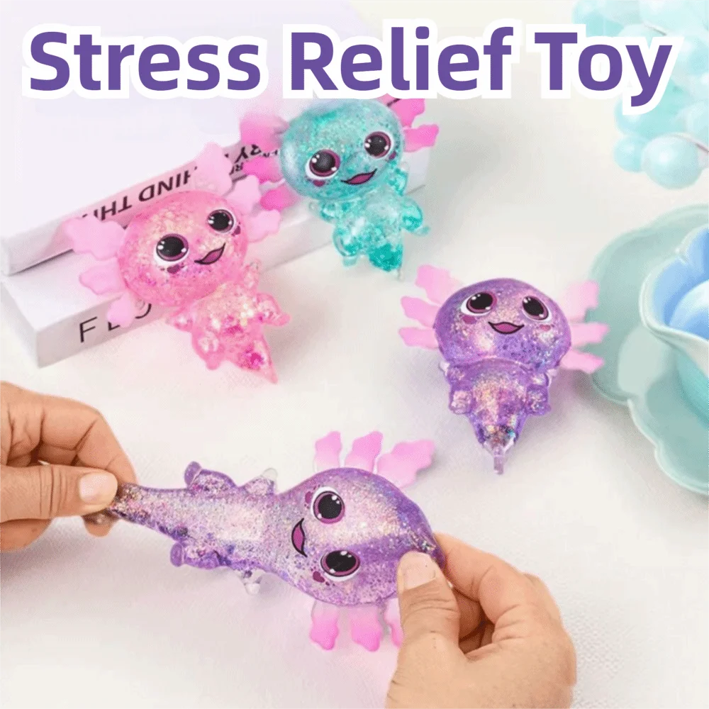 Fun Squeeze Maltose Fidgets Slow-rebound Elasticity Stretchy Axolotl Squeeze Colorful Maltose Texture Salamander Squishy