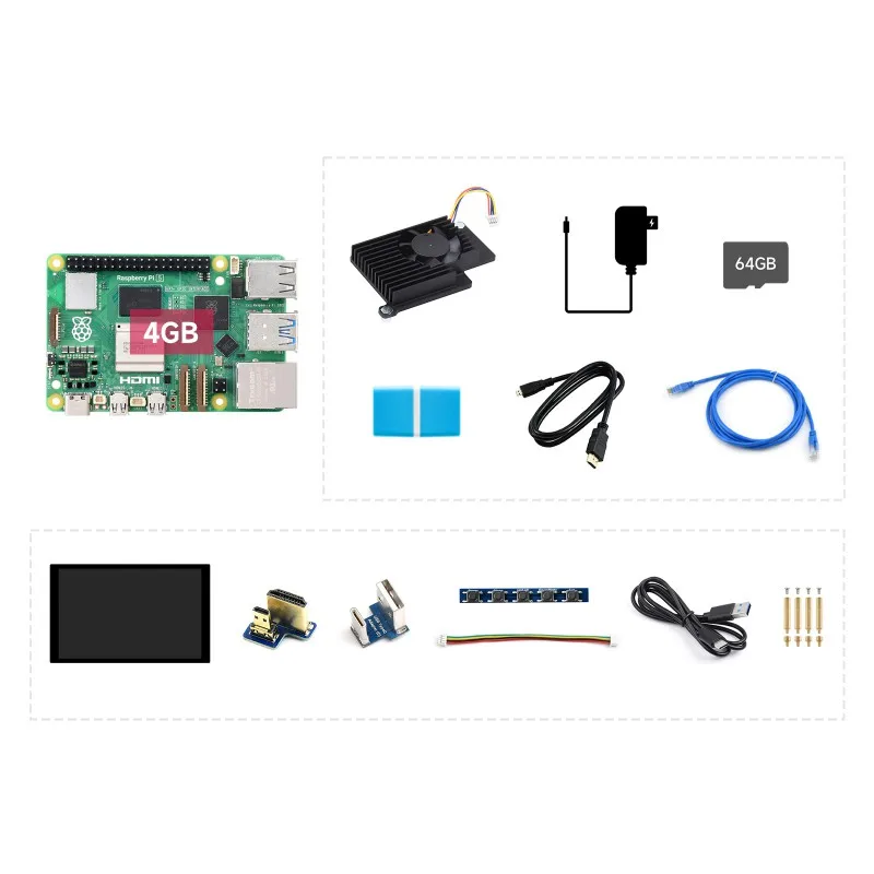 Raspberry Pi 5 Kit, Options for Kits and 4GB/8GB RAM, BCM2712 processor, 2.4GHz quad-core 64-bit Arm Cortex-A76 CPU