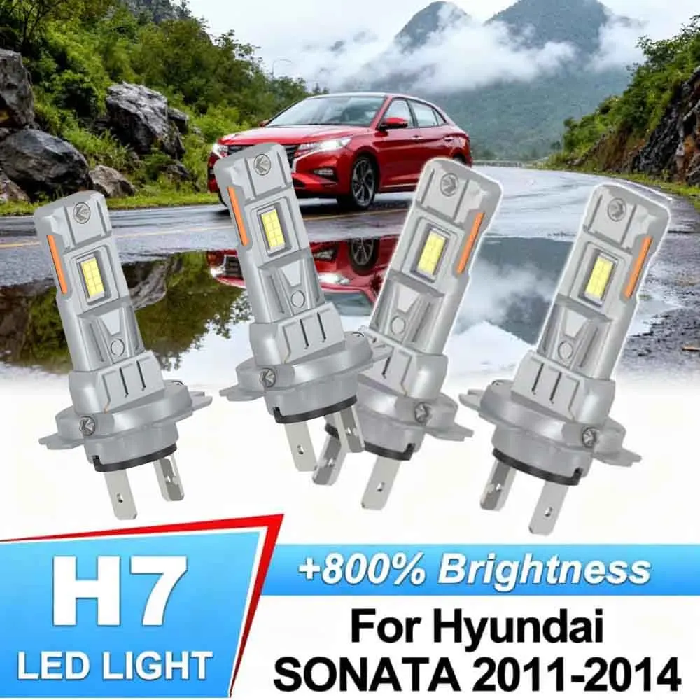 

For Hyundai SONATA 2011-2014 High Power H7 LED Canbus Headlight Bulbs High&Low Beam 3570 CSP Chip 6000K White Plug And Play 12V
