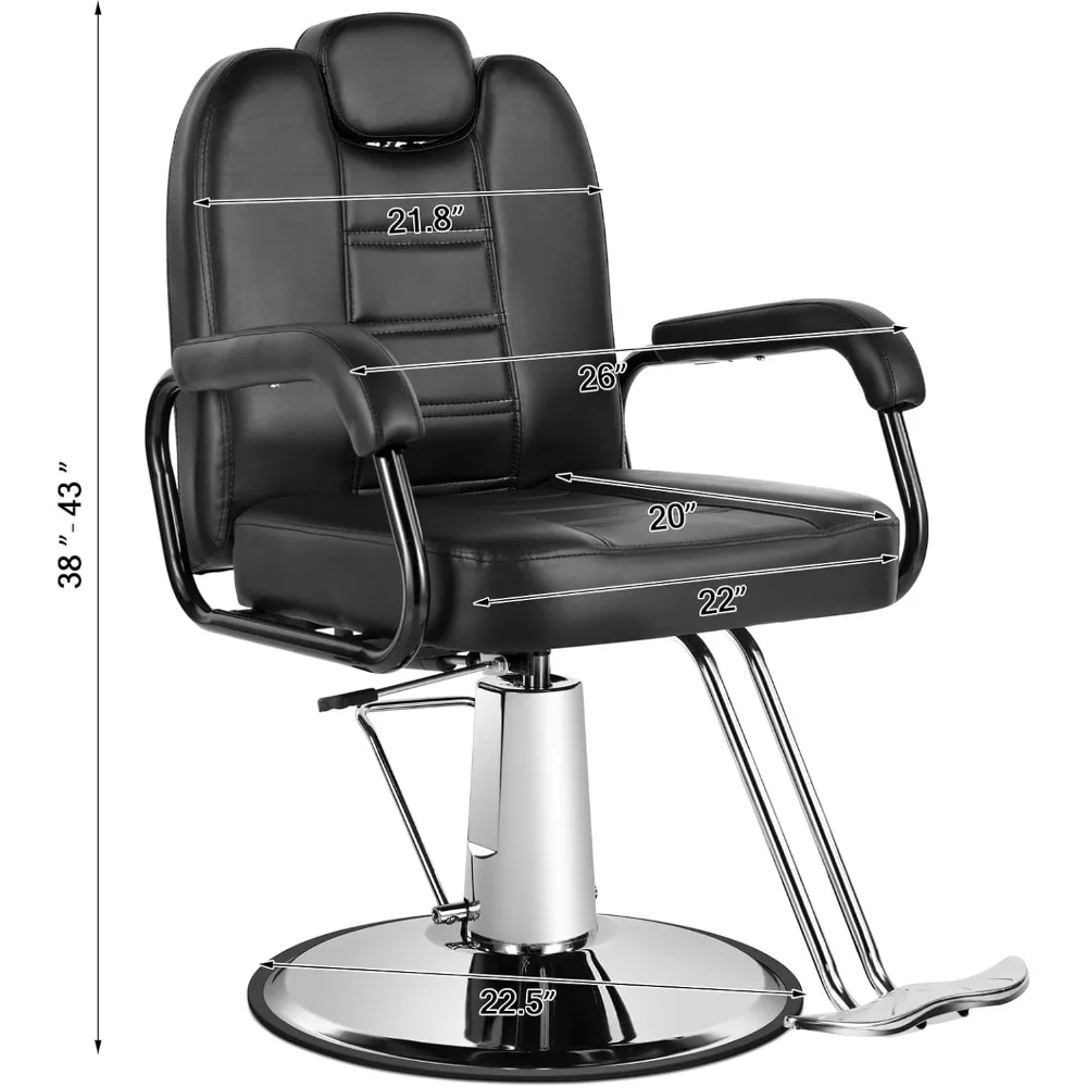 Heavy Duty Hydraulic Reclining Salon Chair Spa Furniture Shampoo Reclining Extra Wider Seat Beauty Hair Salon Equipment(Black)