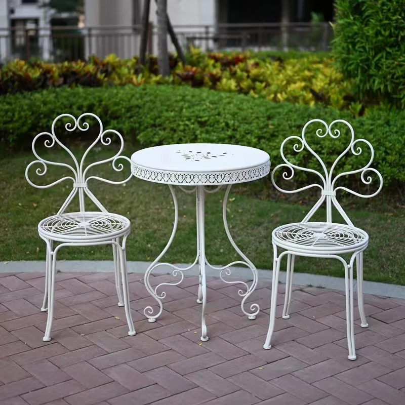 American Country Style Iron 3‑Piece Set Vintage Plant Stand Decor Shelf for Patio Balcony Garden Outdoor
