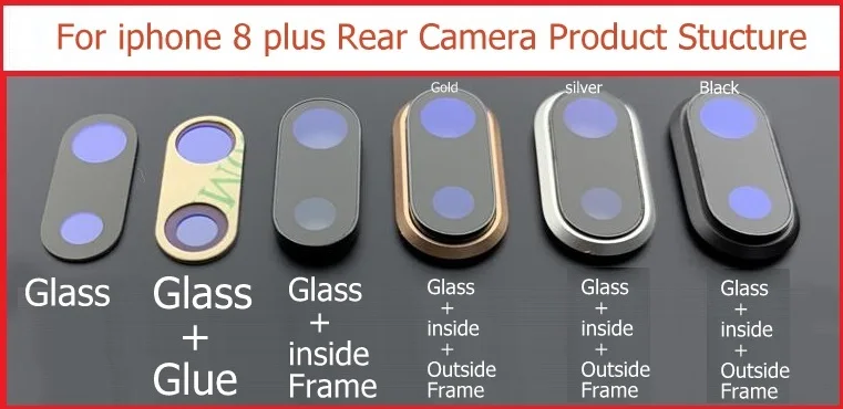 Back Rear Camera Glass Lens Ring Cover With Frame Holder For iPhone 6 6S 7 8 Plus X Xr Xs Max    Camera Glass Lens + Frame Parts