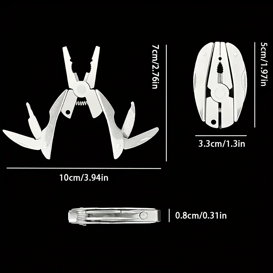 Stainless Steel Multi-Tool Key Chain EDC Portable Folding Screwdriver Pliers Outdoor Camping Survival Gift
