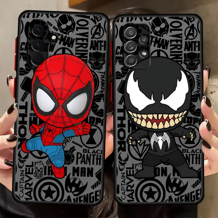 Capa para Samsung Galaxy A16 A15 A17 A52 A53 A34 A36 A73 A33 A35 A14 A23 A56 A55 A54 A52S A72 Capa de Telefone Marvel Homem-Aranha Fofo
