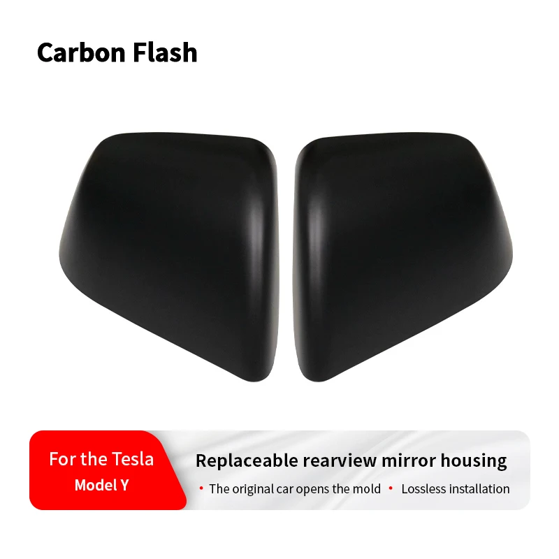 Carbon Flash Matte Black Rearview Mirror Covers for Tesla Model Y (2021-2023) – Replacement Housing