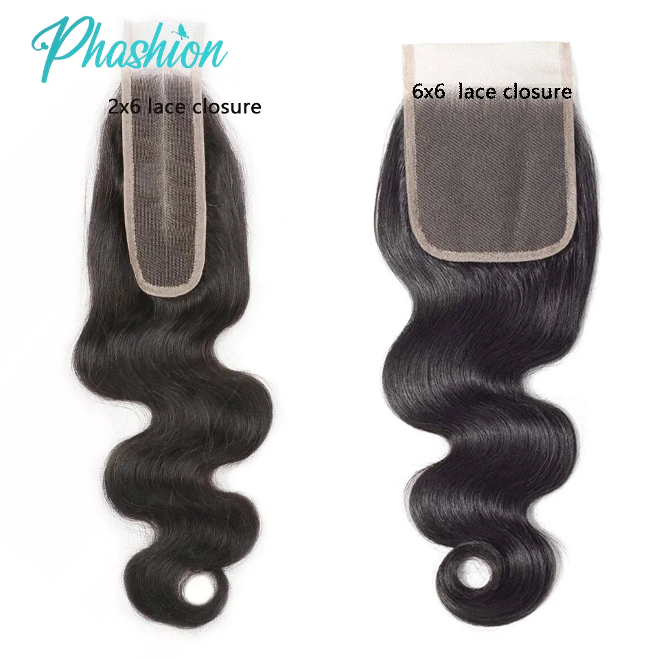 Phashion Kim K 6x6 2x6 Swiss Transparent Lace Closure Straight Body Wave Deep Parting Brazilian Remy Human Hair For Black Women