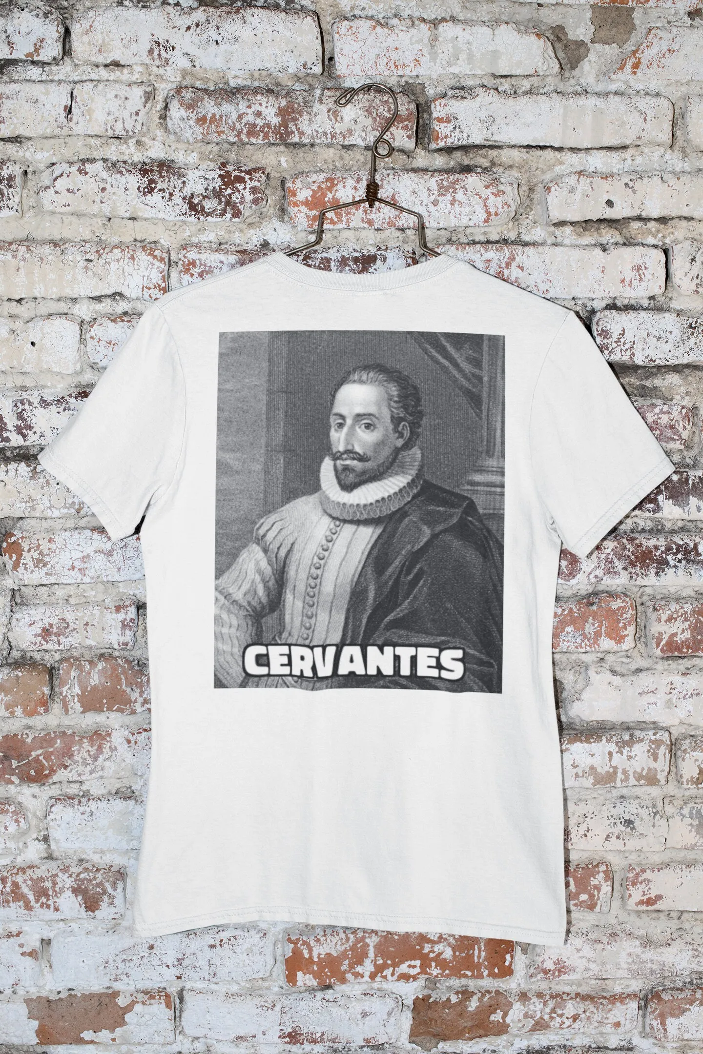 Miguel Cervantes T Shirt Don Quixote scrittore spagnolo playwist spagna cultura letterario ritratto G500 5 3 Oz
