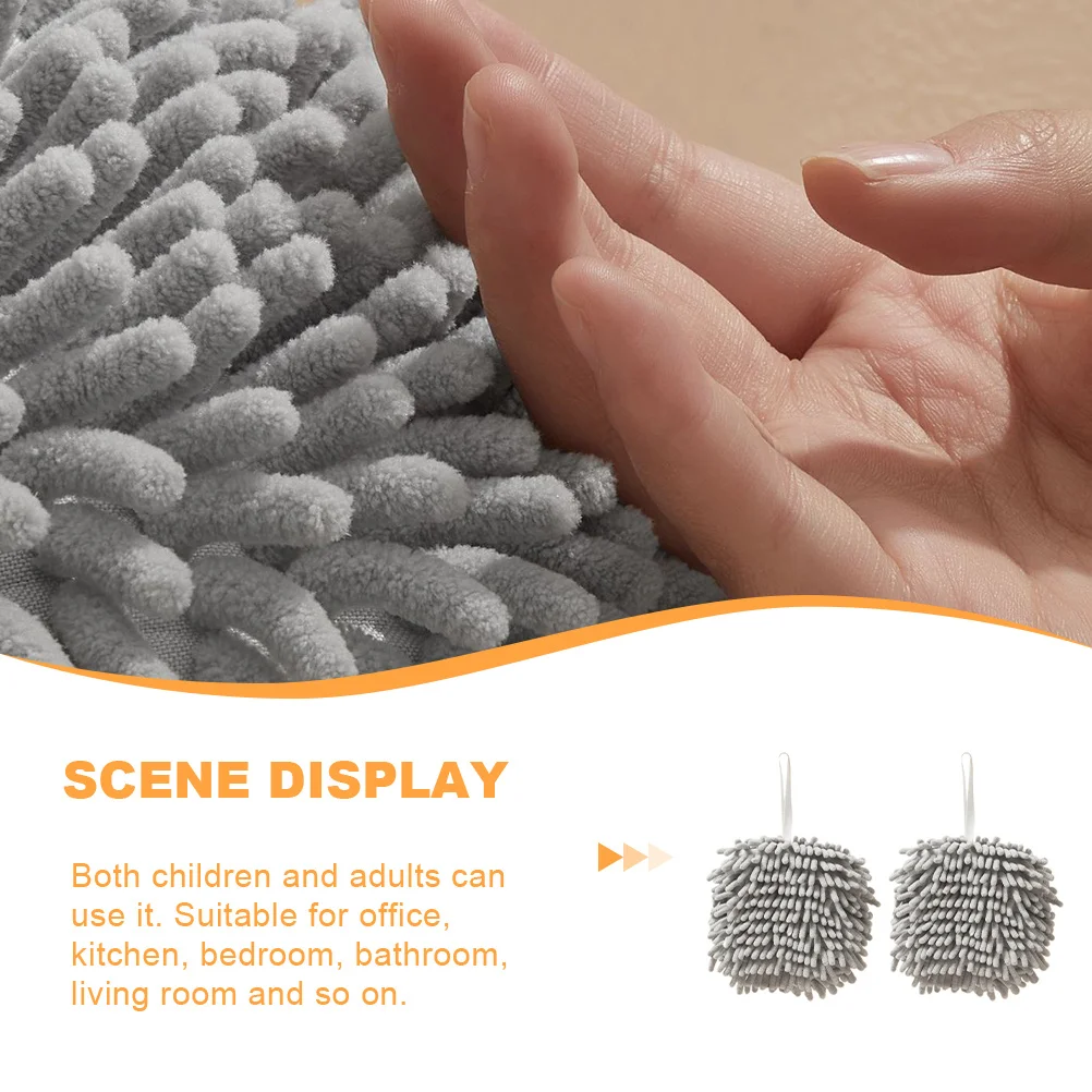 

2Pcs Hand Towels for Bathroom Quick Dry Chenille Towel Balls Soft Absorbent Home Kitchen Bedroom Decor Use Spherical Design