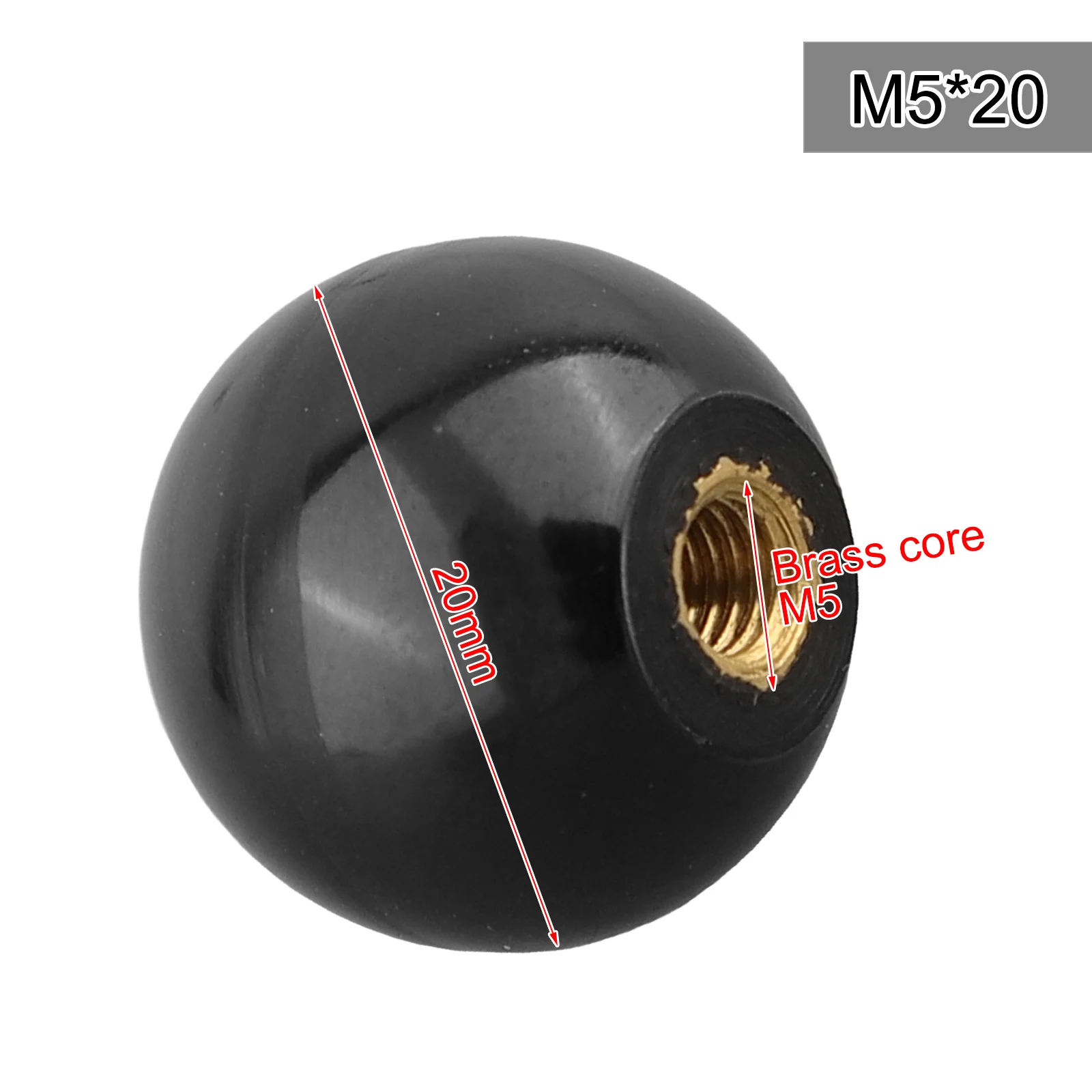 Machine Tool Handle Ball Nut Copper Core Knob Hardware Knob Accessories Thread Plastic Clamping Durable Practical