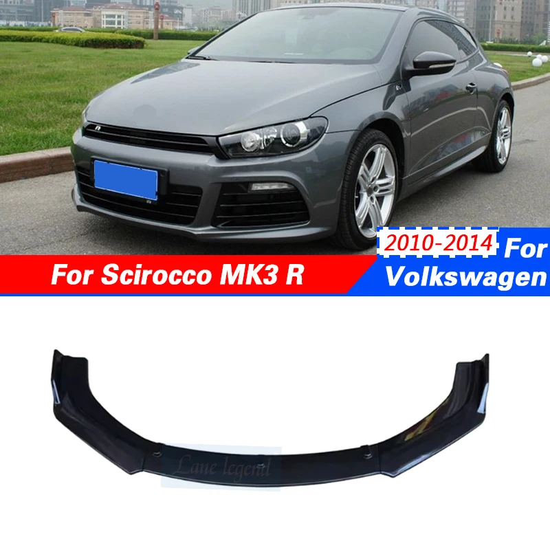 3PCS Car Front Bumper Lip Spoiler Splitter Diffuser For VW Scirocco MK3 R Scirocco III R 2010-2014 Styling Bodykits