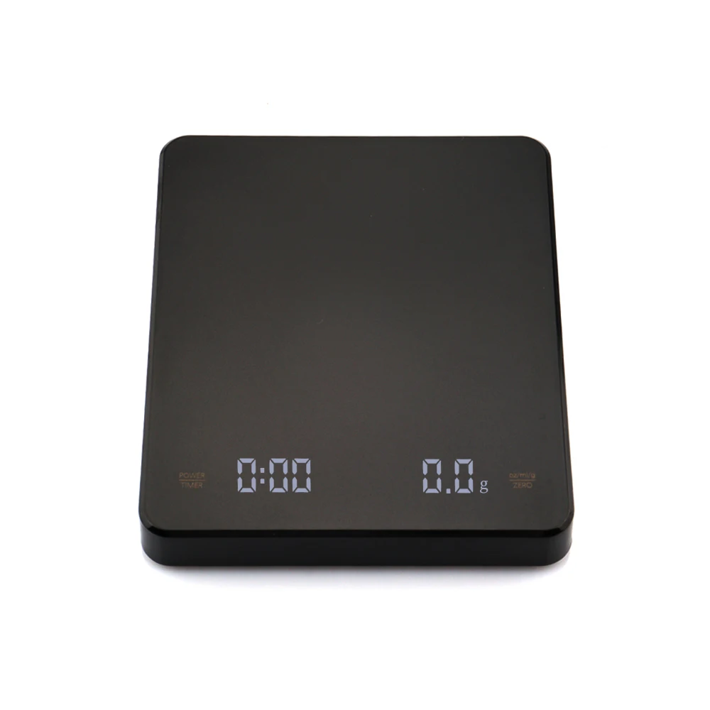 3000G/0.1g Black Coffee Weighing Scale Rechargeable Light Emitting Diode Digital Coffee Scale with Timer USB Type-C Home Kitchen