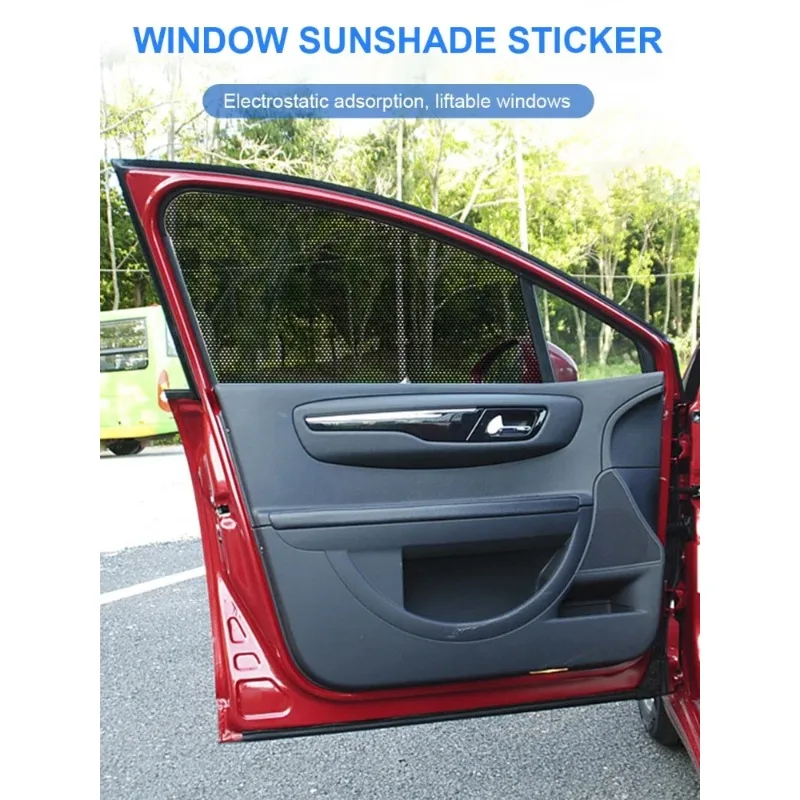 2Pcs 42x38cm DIY Car Stickers Sun Shades Sun Protection Window Cover Black PVC Sunshade Side Window Shield with Small Holes