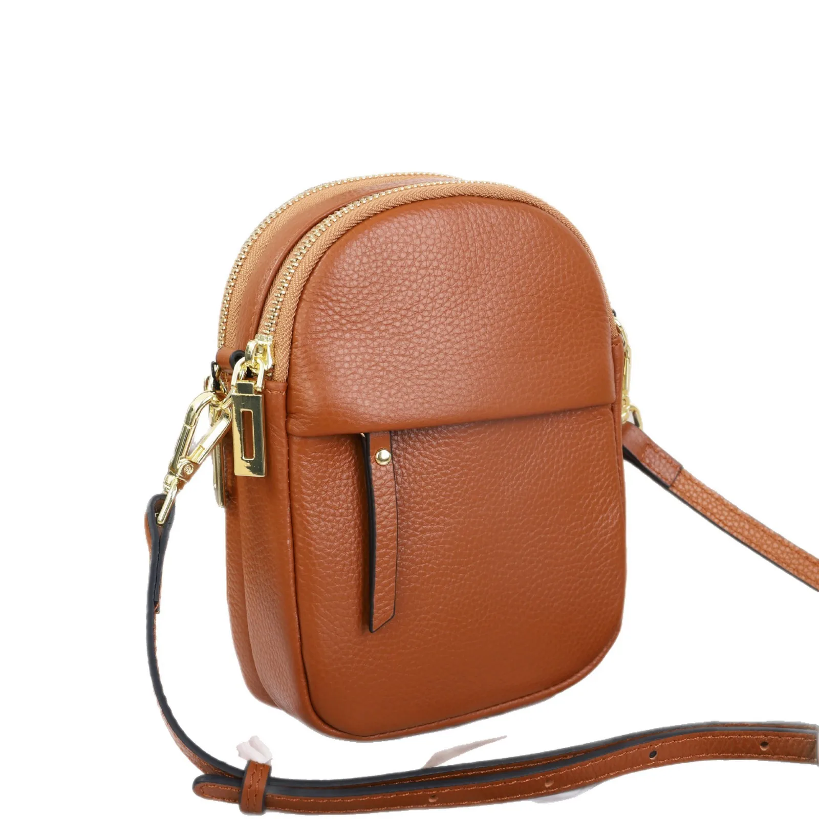 Women's Leather Phone Crossbody Bag - Simple Lightweight Wallet Purse, Top Grain Leather Shoulder Bag for Girls' Daily Use