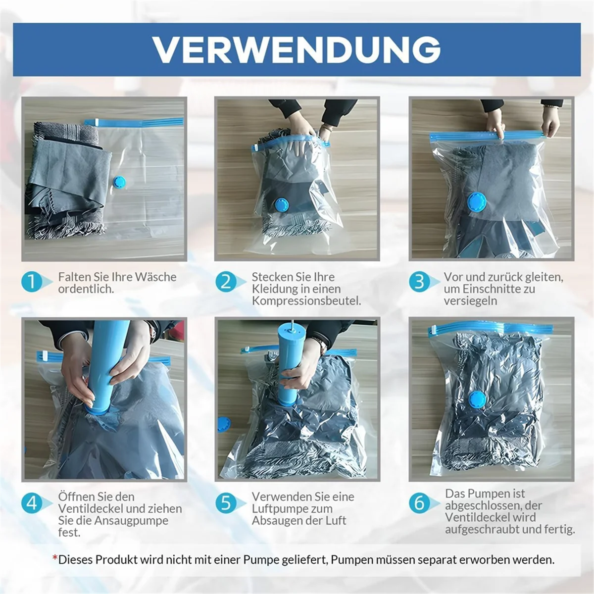 Vacuum Bags for Clothes - Pack of 10 40 X 30 cm Reusable Storage Bags Vacuum Bags with Seal and Space Saving Travel Bags image 5