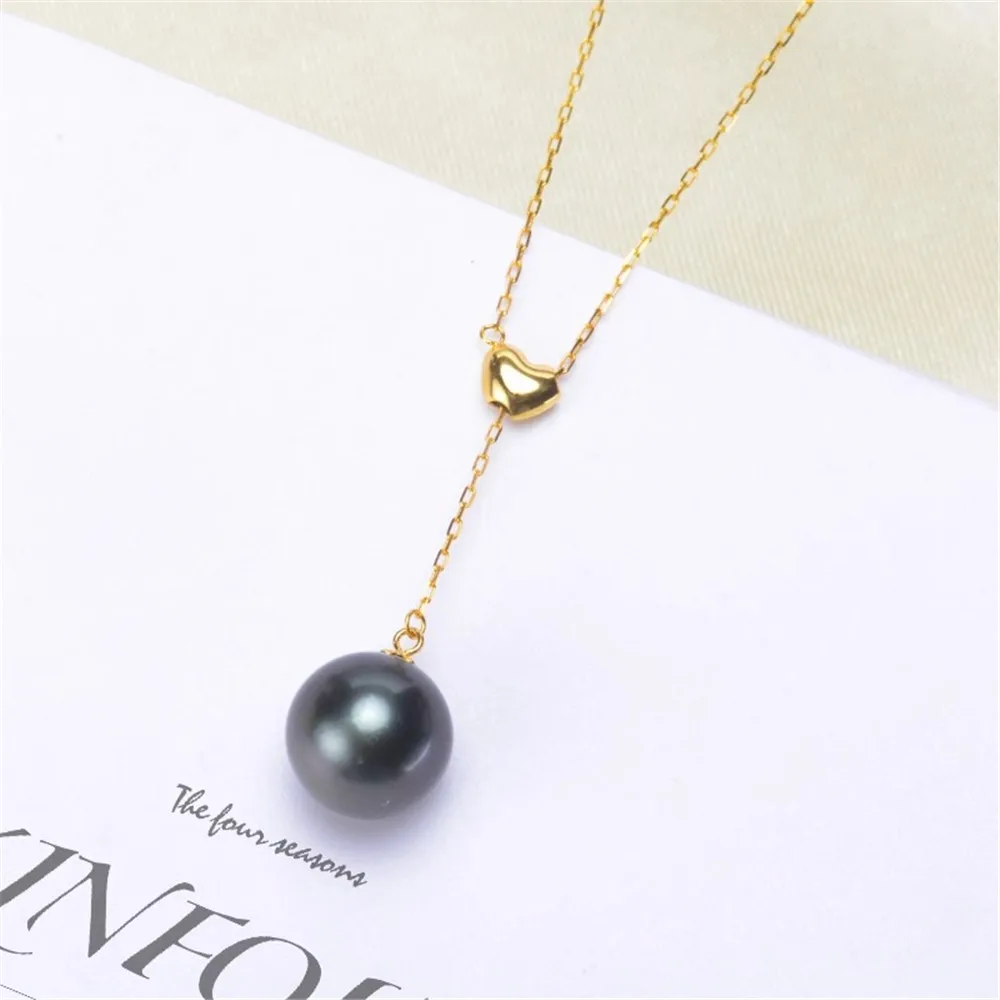 

DIY Pearl Accessories G18k Gold AU750 Necklace Love Style Pearl Jade Necklace Pendant Empty Bracelet with Chain G333