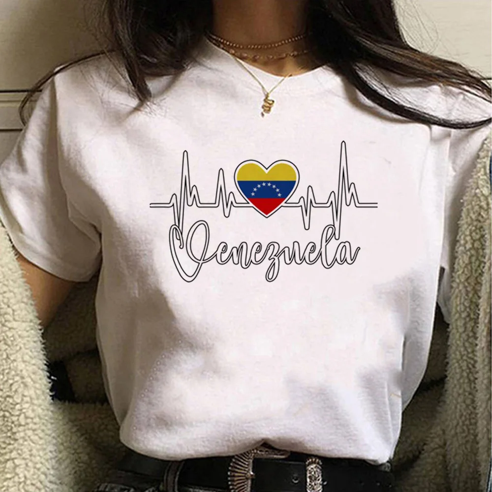 Wenezuela t shirt kobiety japońska zabawna graficzna koszulka dziewczyna harajuku odzież graficzna