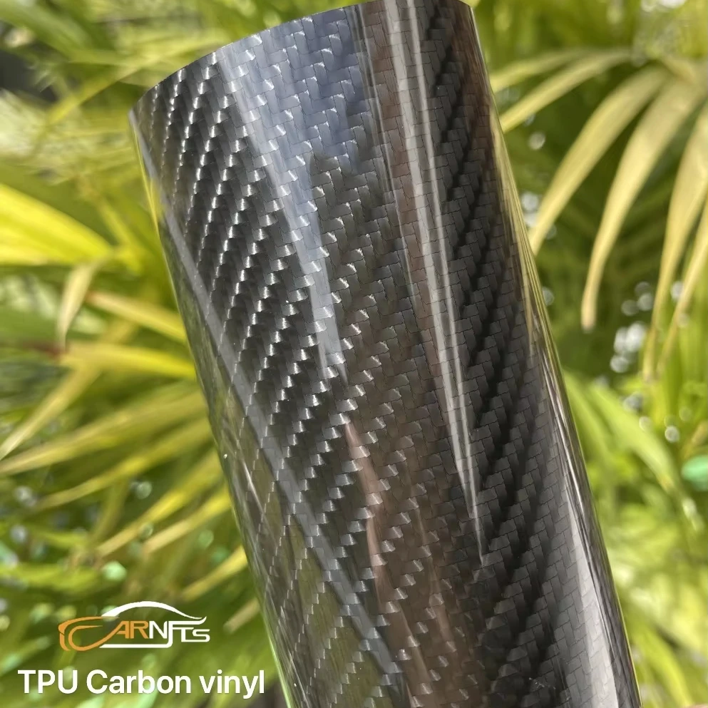 ฟิล์มไวนิลคาร์บอนไฟเบอร์ขายตรงจากโรงงาน แบบมีกาวในตัว ซ่อมแซมตัวเองได้ ผิวมันเงา ป้องกันรอยขีดข่วน สำหรับตกแต่งตัวถังรถยนต์