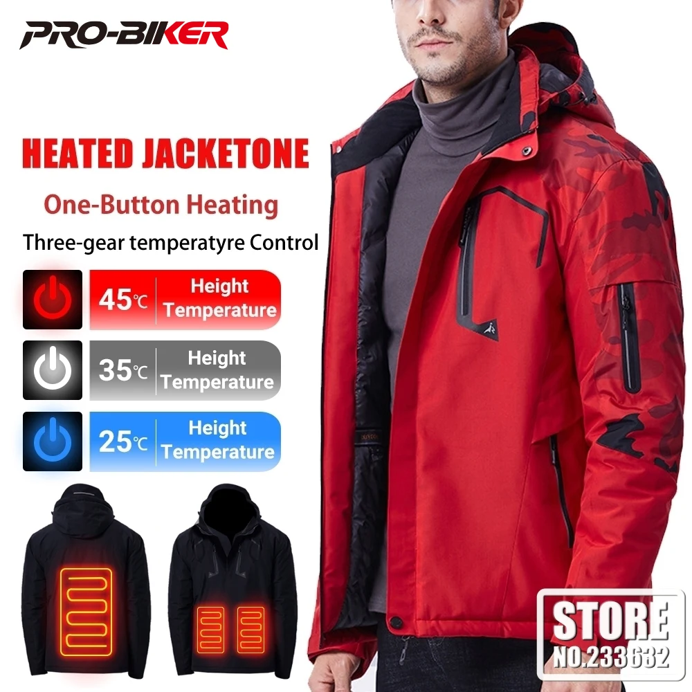 

S-10XL Motorcycle Jacket Winter Electric Heated Jacket Waterproof USB Heating Jacket Moto Biker Thermal Motorbike Outdoor Coat