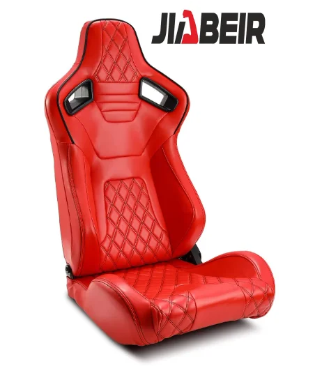 JBR1087 Red Special Stitching Universal Leather Adjustable Sim Bucket Racing Seats