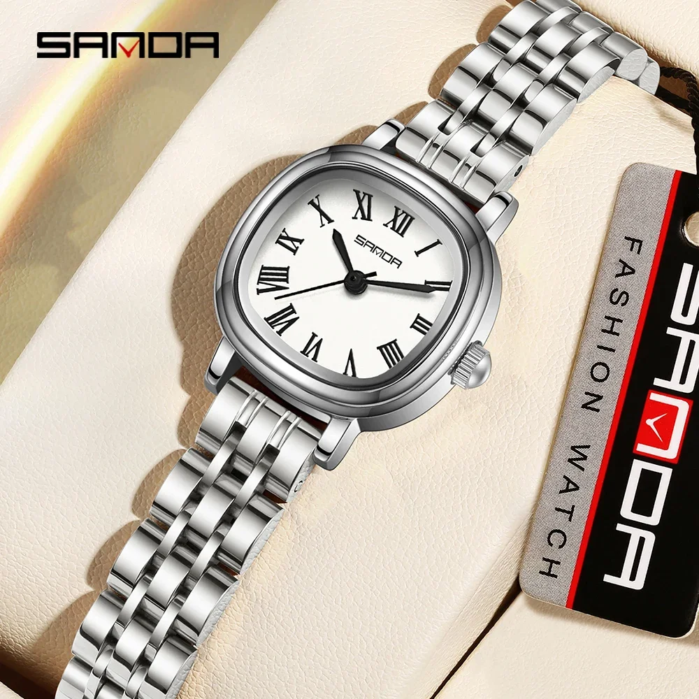 

SANDA Brand 1137 Women's Quartz Watch Fashionable Elegant Simple Roman Simulation Display Stainless Steel Strap Women's Watch