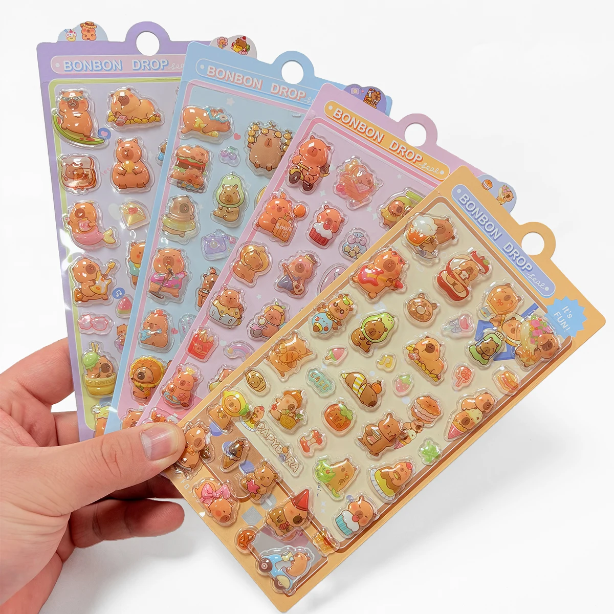 Naklejki 3D z kreskówkową, uroczą kapibarą, naklejki puffy, słodkie naklejki z kapibarą do samodzielnego wykonania, naklejki reliefowe, naklejki na telefon, do pamiętnika, artykuły papiernicze