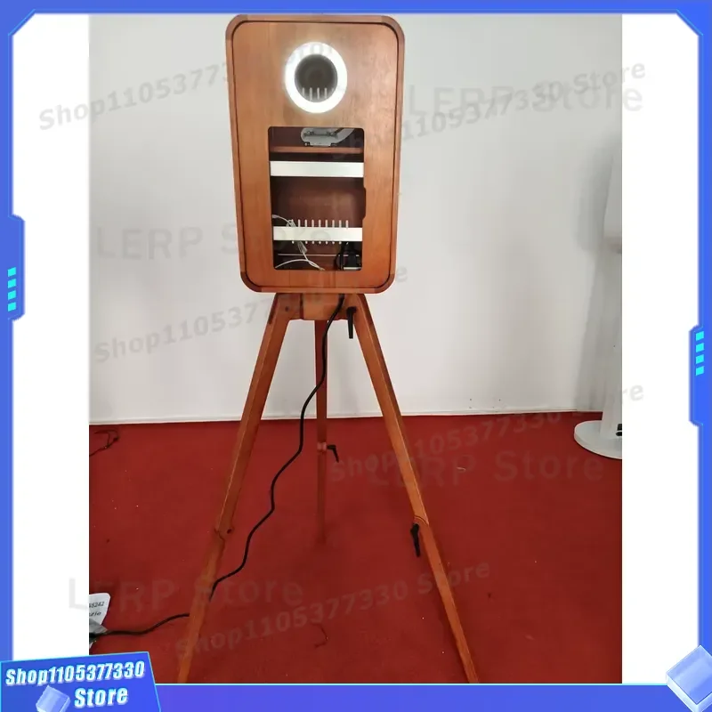 Retro Wooden Photo Booth Stand Portable SLR Camera Holder with Suitcase for iPad Vintage Photography Equipment Display Rack