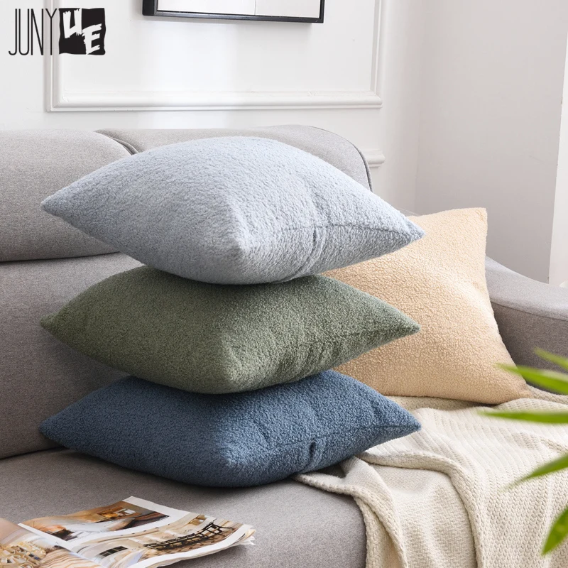 Soft Cushion Covers Teddy Velvet Pillow Cover for Living Home Decor 45x45 Sofa Decorative Pillows Nordic Throw Pillowcase