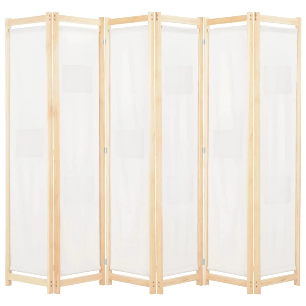 Vidaxl Cream 6-Panel Room Divider 240X170x4 Cm Fabric Privacy Screen,Blackout Screen,Interior Decoration
