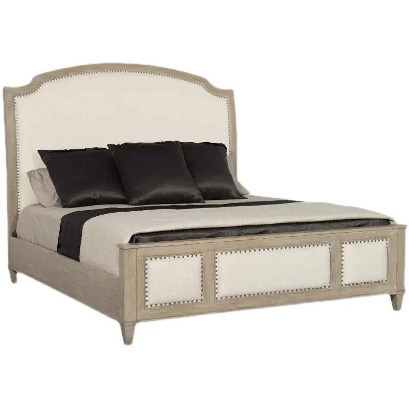 Solid wood bed master bedroom 1.8 meters double bed French retro high-end oak bed bedroom single 1.5 meters high back