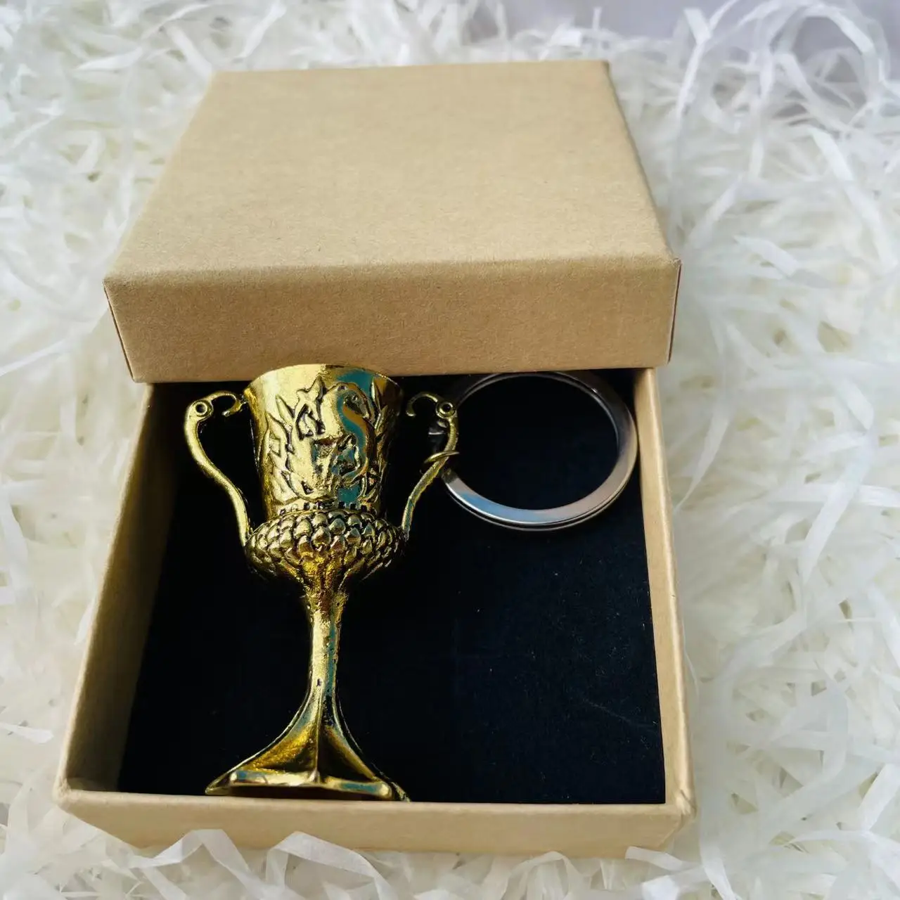 Dark Lord Horcrux Golden Cup Badger Logo Pendant Keychain Vintage Gift Box 2Pcs Set Golbet Key Rings Halloween Cosplay Gift