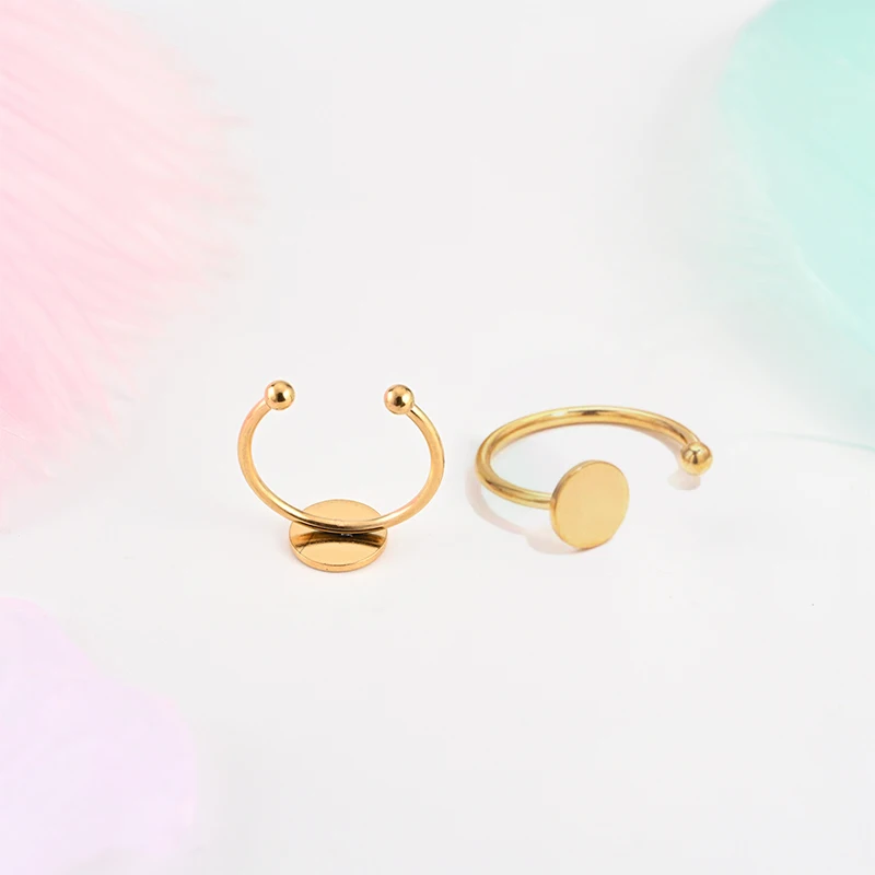 2Pcs 6-12Mm Ring Settings Metal Adjustable Blank Round Tray Rings Base Holder For DIY Handmade Ring Jewelry Making Findings