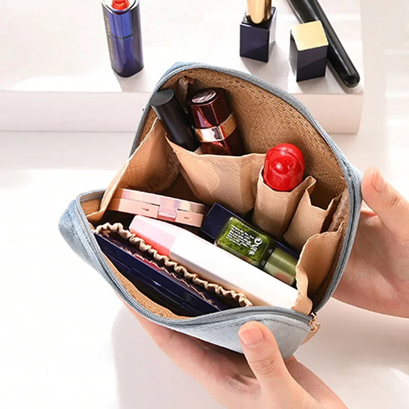 1 PC Velvet Women Cosmetic Bag Travel Large Makeup Bag Solid Color Zipper Lipstick Storage Bags Female Make Up Organizer Pouch