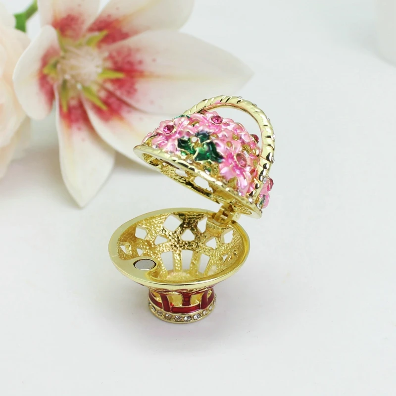 SHINNYGIFTS Easter Egg Decorative Faberge Egg Box Luxury Collection Enamel Jewelry Ornament Box Unique Home Decor Easter Gifts