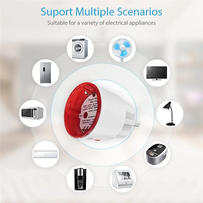 A24F-Tuya Wifi Smart EU Plug 16A With Power Monitor Function Wireless App Voice Remote For Alexa Google Home