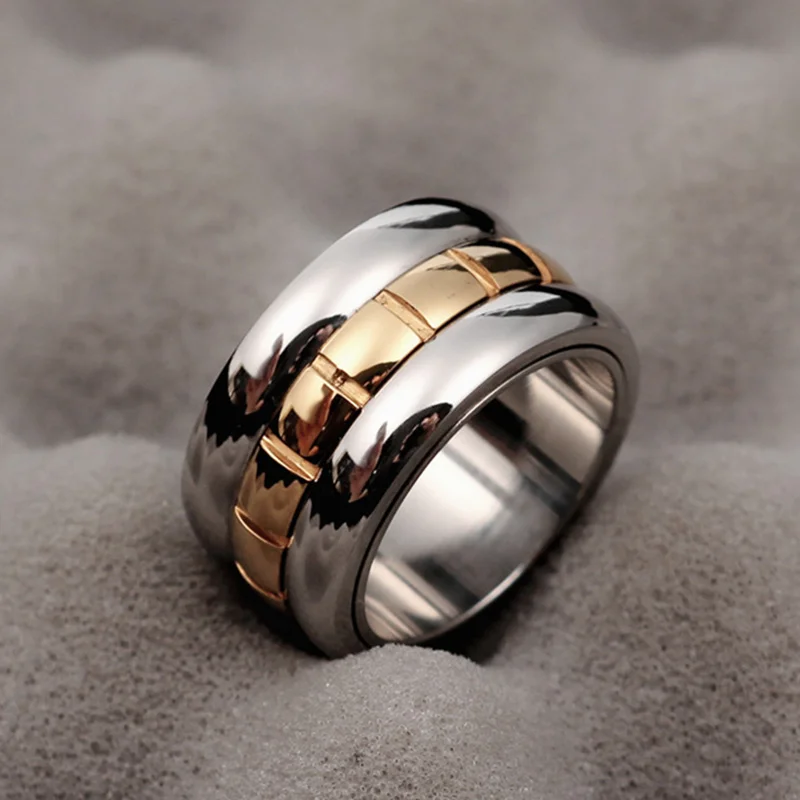   Anillos nuevos famosos de alta calidad para hombres y mujeres, anillos de amor de acero inoxidable 316L de 14KGP, 12mm de ancho, envío directo