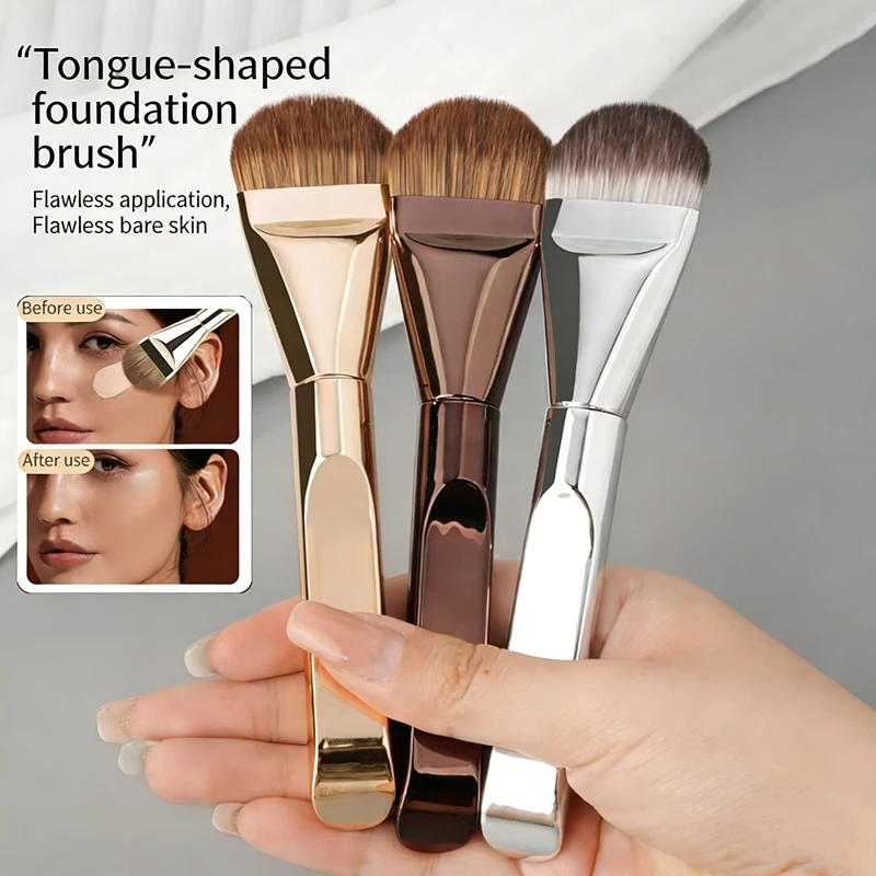 

1pcs Ultra Thin Foundation Brush Tongue-Shaped Seamless Concealer Flat Head Soft Hair Beauty Tools Makeup Brushes Mask Brush
