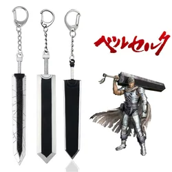 Anime Berserks Keychain Guts Dragon Slashing Sword With Red Logo Key Pendant Cosplay Props For Men Women Keyring Jewelry Gift
