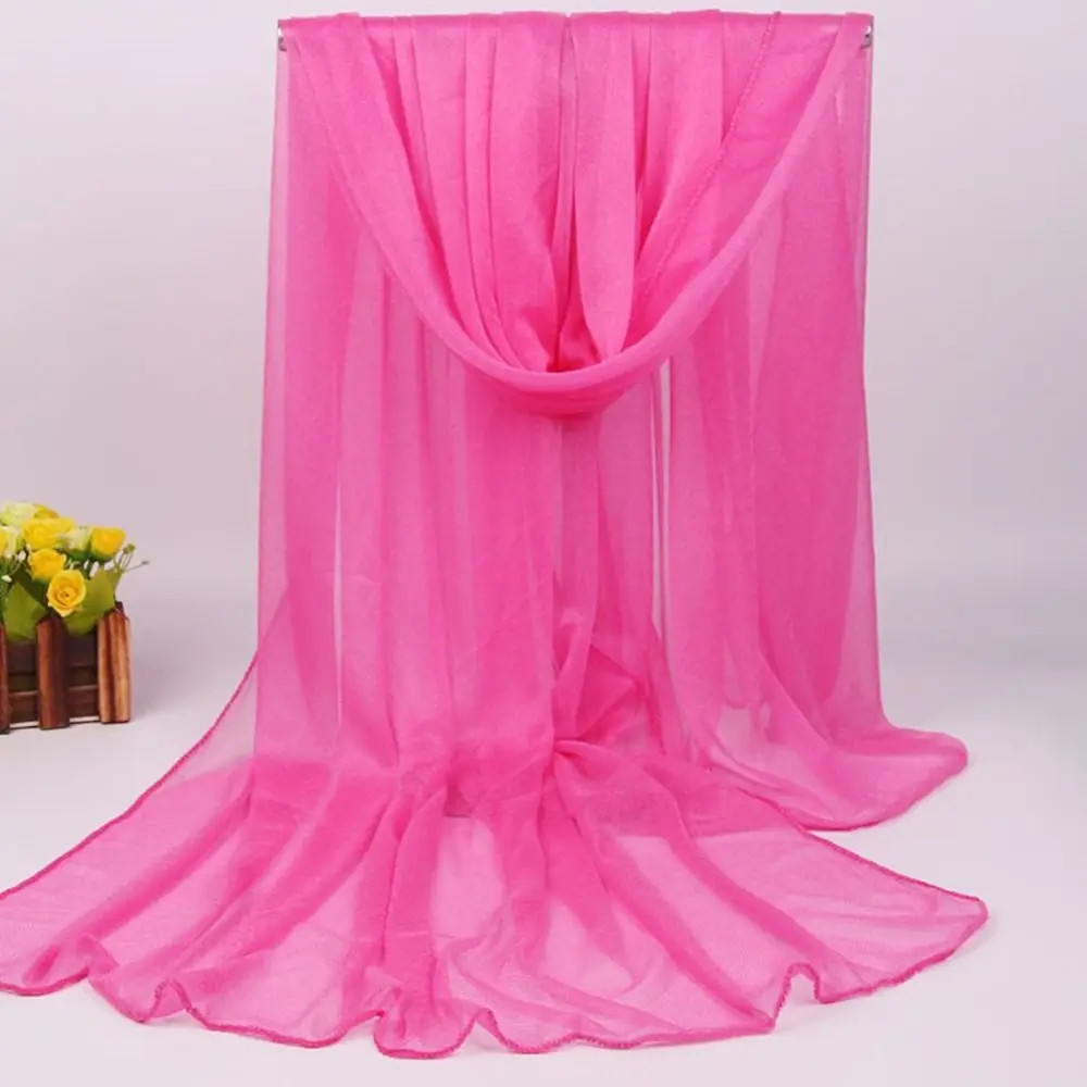 

Summer Lightweight Silk Scarf Soft Breathable Sheer Wrap Anti-UV Bandana for Women